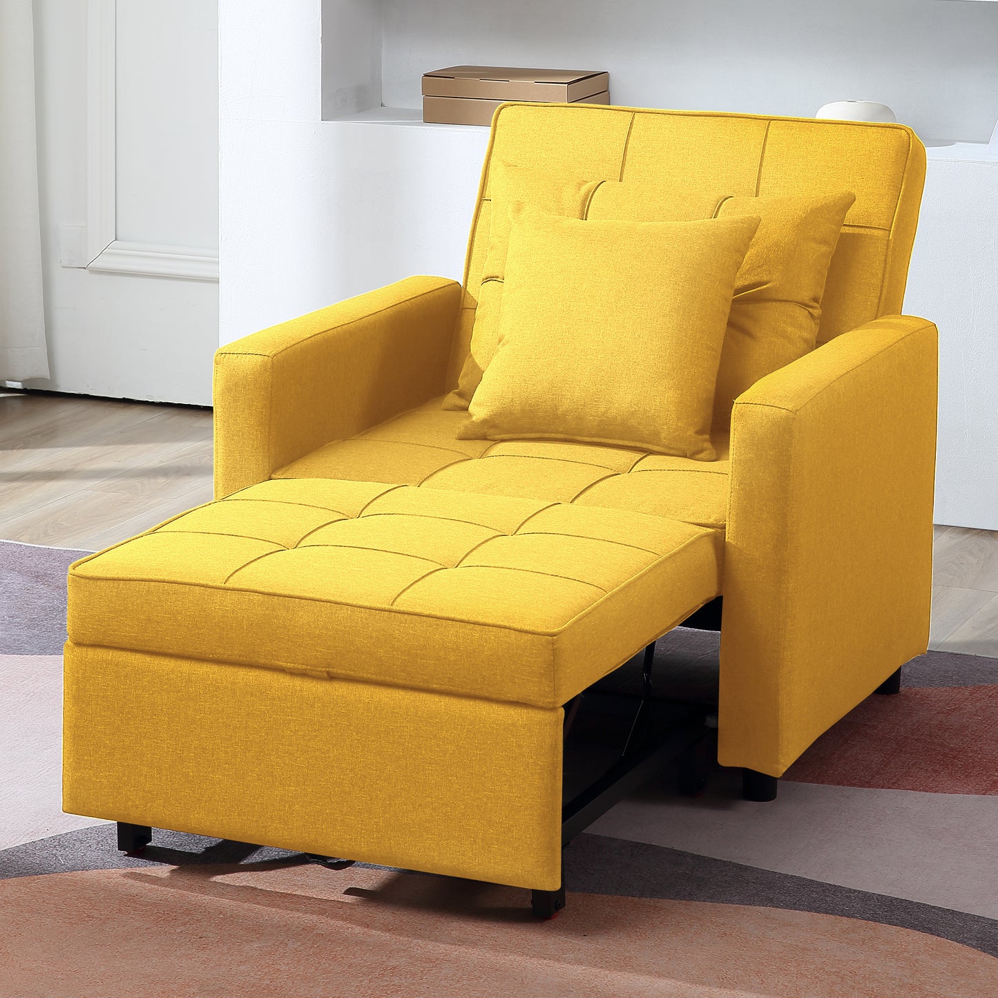 Convertible Sofa Bed, Sleeper Sofa with Adjustable Backrest, Armchair, Sofa, Bed, 3 in 1 Sleeper Chair, Single One, Khaki